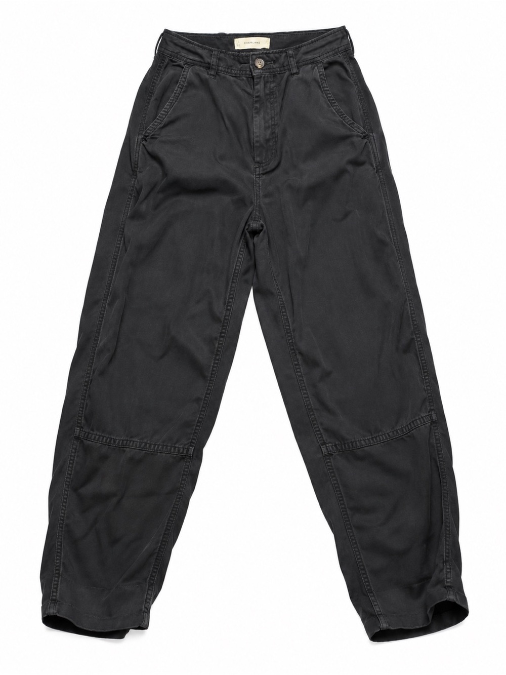 Everlane Size 2 The Tencel Way High Taper Pant Black Utility Trousers Ankle Work